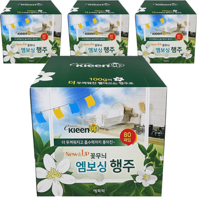 에파타클린업 꽃무늬 엠보싱 행주, 80개입, 4개