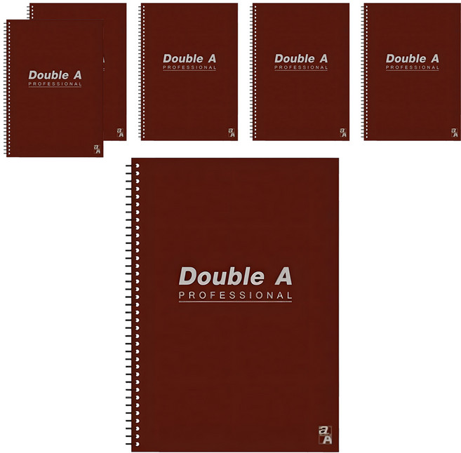 Double A A5線圈筆記本 辦公室系列, 咖啡色, 6本