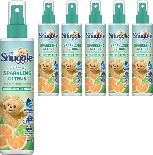 스너글 스파클링 시트러스 더블 소프트 섬유탈취제 본품, 150ml, 6개
