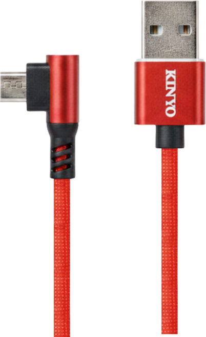 KINYO 90彎頭布編織線 USB-B14, 2m, 紅色, 1條
