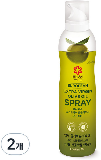 백설 유러피안 엑스트라버진 올리브 오일 스프레이, 2개, 200ml