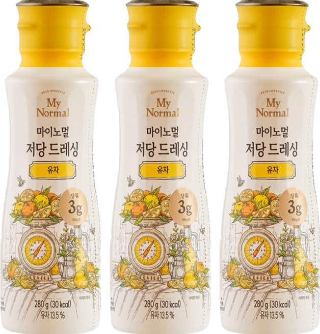 마이노멀 저당 드레싱 유자, 280g, 3개