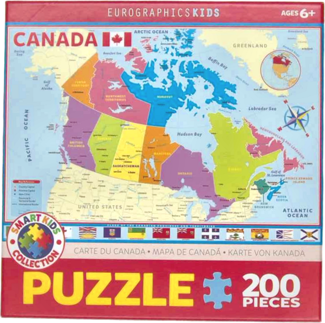 eurographicspuzzles 兒童拼圖 PZ07971, 加拿大地圖, 200片, 1盒