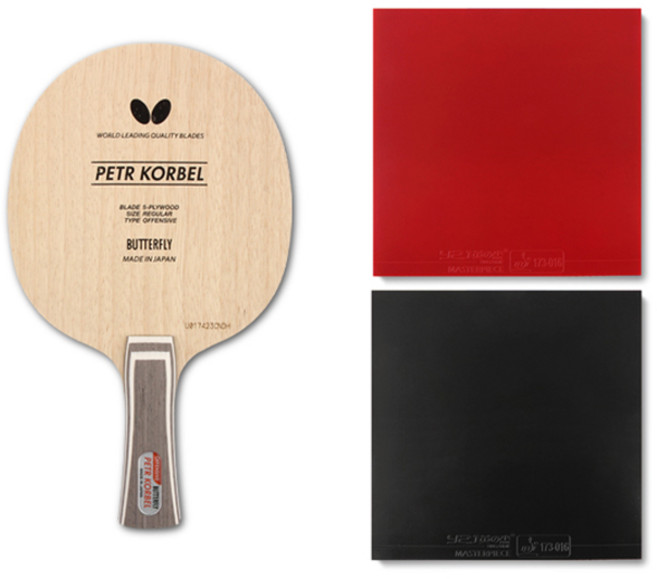 버터플라이 코르벨 FL + 마스터피스 러버 2종 탁구라켓 세트, 1세트