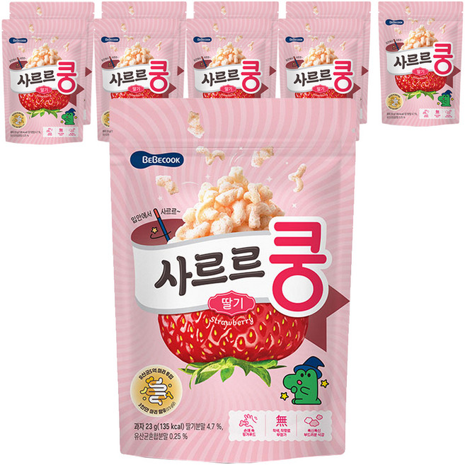 베베쿡 사르르쿵 과자, 딸기맛, 23g, 10개