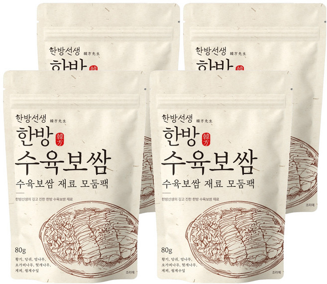 한방선생 수육 보쌈 재료 티백, 80g, 4개