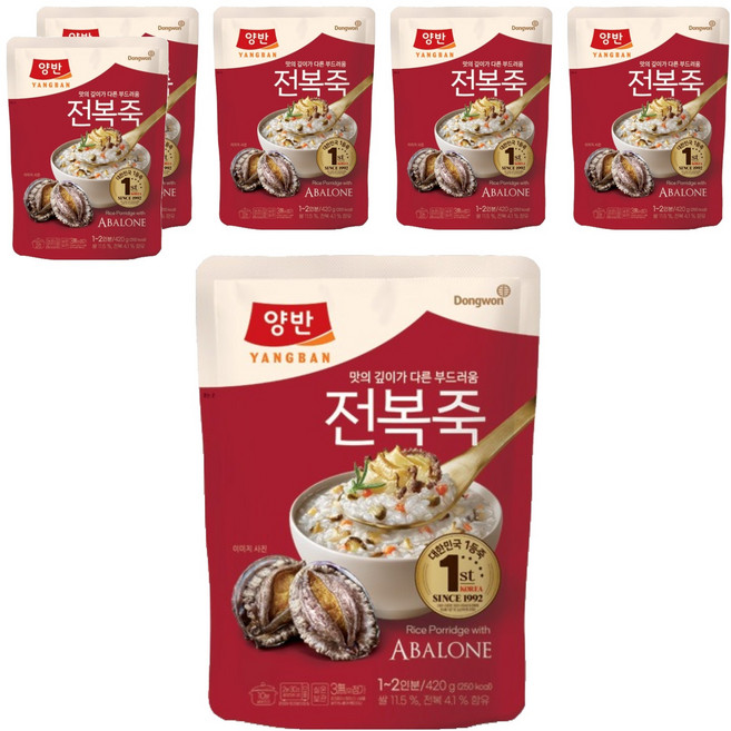 양반 전복 즉석죽, 420g, 6개
