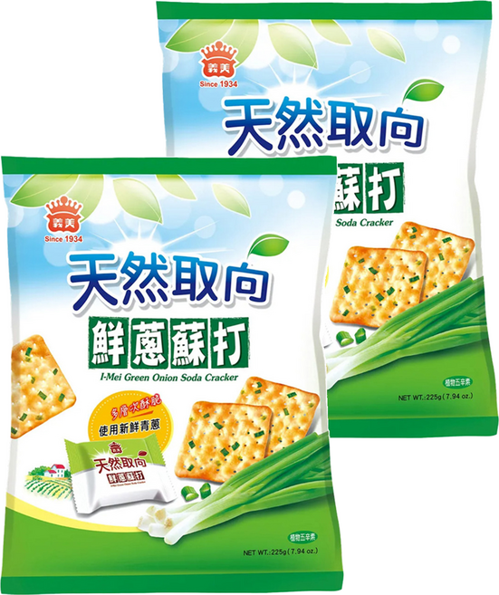 義美 天然取向 蘇打餅乾 鮮蔥, 225g, 2包