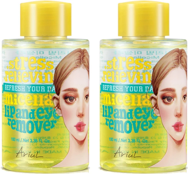 아리얼 스트레스 릴리빙 미셀라 립 앤 아이 리무버, 100ml, 2개 - 쿠팡