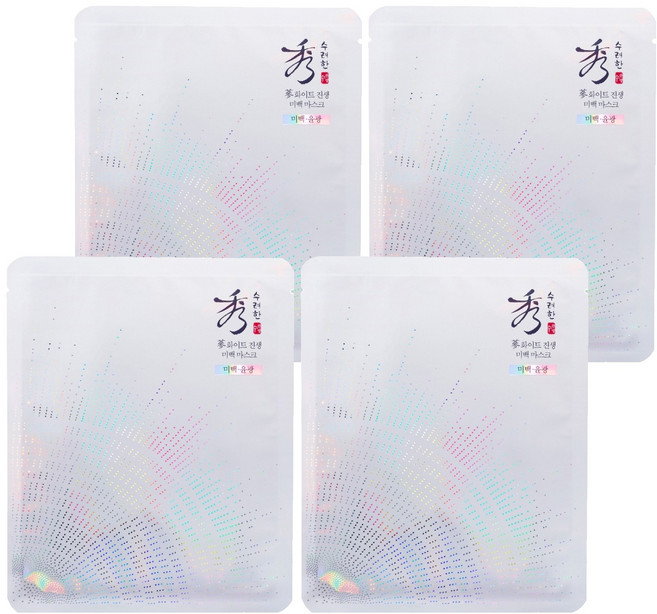 Sooryehan 秀雅韓 白蔘淨透亮白面膜, 1片, 4片