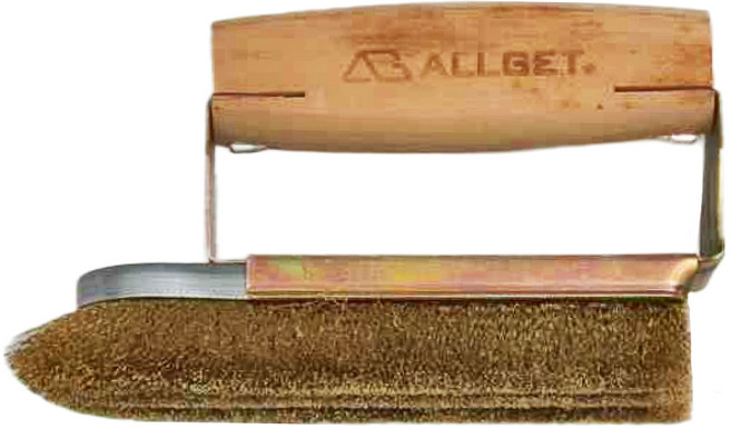 ALLGET 黑傑客 熨斗型木柄銅絲手刷, 1個