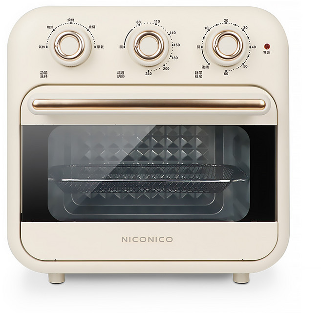 NICONICO 多功能氣炸烤箱 16L 可視窗 4項配件 5大加熱功能 360°氣旋加熱, NI-GB2307