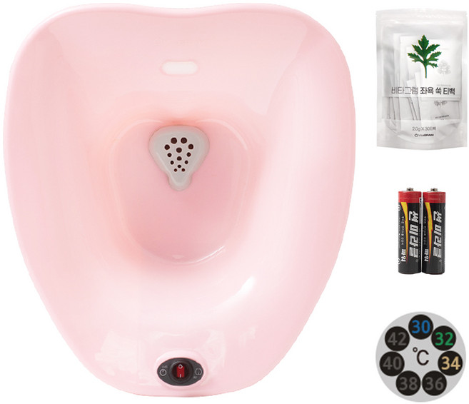 비타그램 코드제로 무선 좌욕기 + AA건전지 2개 + 온도 스티커 + 쑥팩 30포, WGT-0623, 핑크
