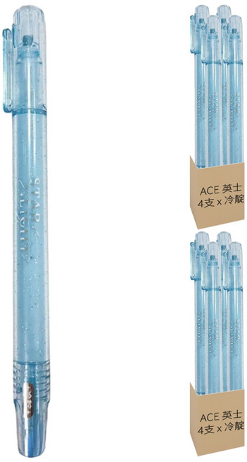 ACE 英士 柔色星閃螢光筆 F-740-DB, 冷靛, 8支