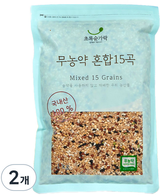 초록숟가락 무농약 혼합15곡, 1kg, 2개
