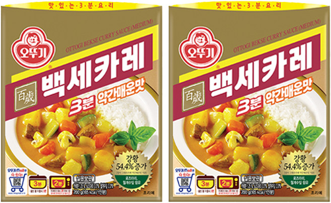 오뚜기3분 백세카레 약간매운맛, 2개, 200g