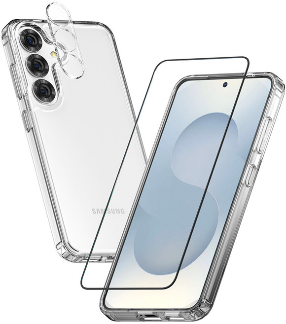 케이엠디자인 클리어핏 휴대폰 케이스 + 전면 강화유리 + 카메라 보호필름 세트