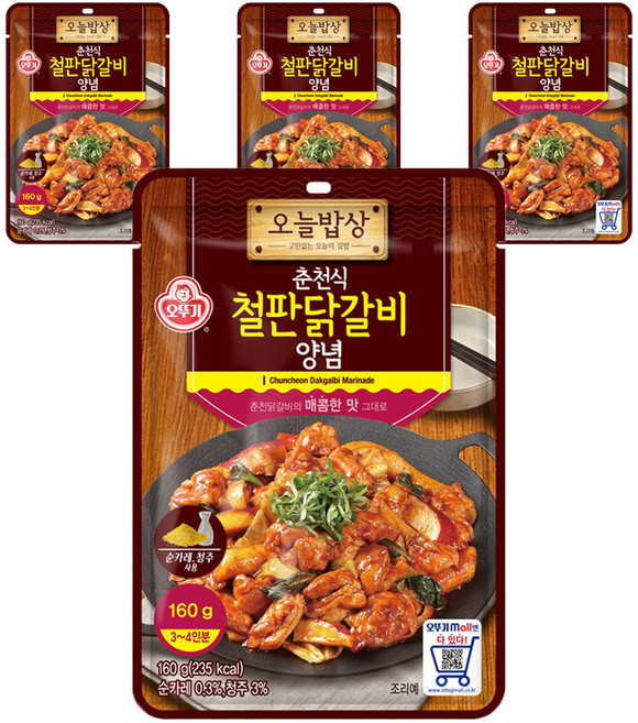 오뚜기 오늘밥상 춘천식 철판닭갈비 양념, 160g, 4개