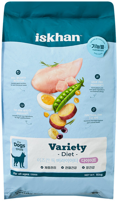 이즈칸 독 버라이어티 기능성 사료, 다이어트(체중감소), 15kg, 1개