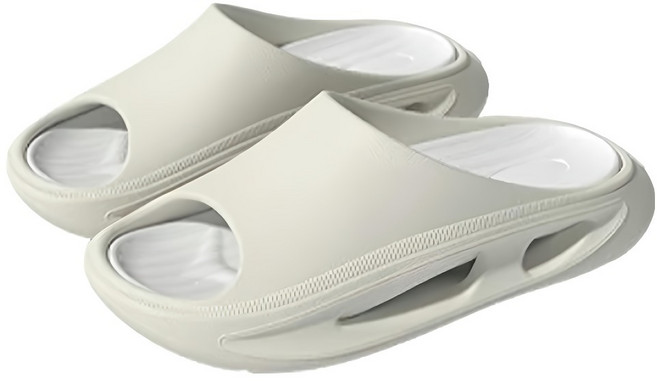 CHEDOIR 鏤空減震舒壓運動拖鞋 EVA材質, 米白色, 40-41