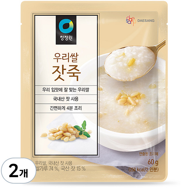 청정원 우리쌀 잣죽, 60g, 2개