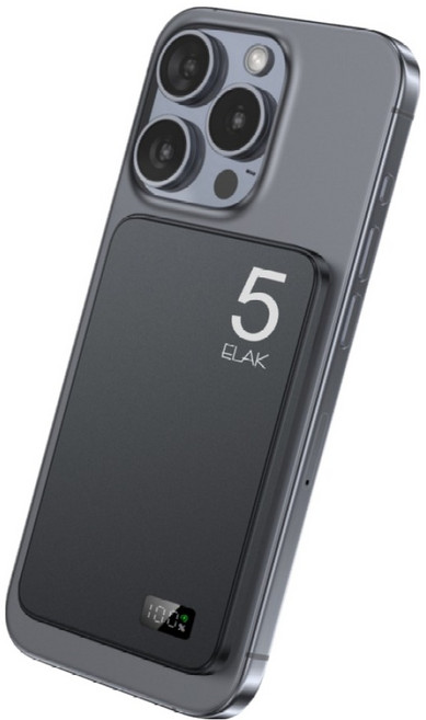 ELAK 고속충전 무선 보조배터리 5000mAh C타입, DS-21, 티타늄 블랙