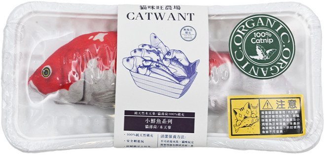 CATWANT 貓咪旺農場 100%貓薄荷填充 貓咪玩具, 小錦鯉 顏色隨機, 1個