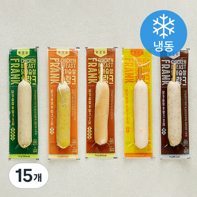 바르닭 닭가슴살 후랑크 꼬치 (냉동), 70g, 15개