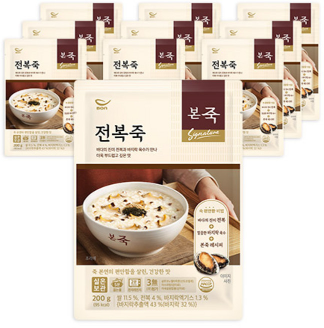 본죽 파우치형 전복죽, 200g, 10개