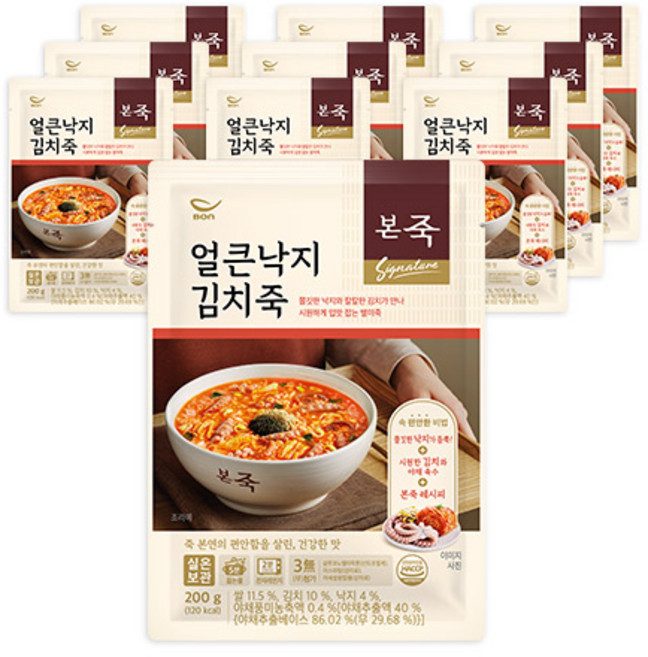 본죽 얼큰낙지김치죽, 200g, 10개