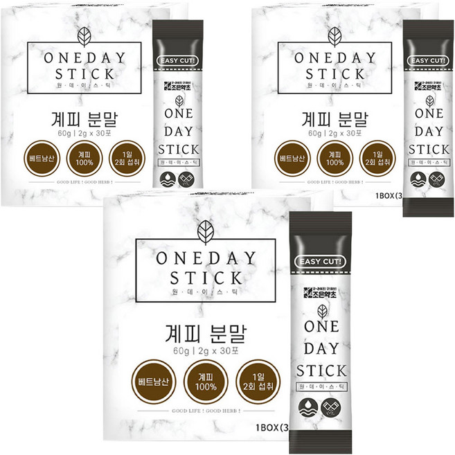 조은약초 원데이스틱 계피 분말 가루 스틱, 2g, 30개입, 3개