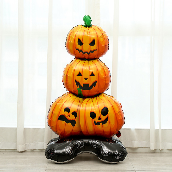 피앤비유니티 할로윈 초대형 스탠딩 은박풍선 3단호박, 혼합색상, 1개