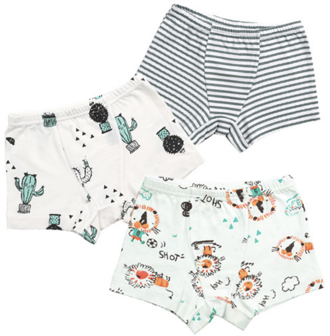 메이키즈 남아용 애니멀 프렌즈 면 스판 드로즈 팬티 3종 세트