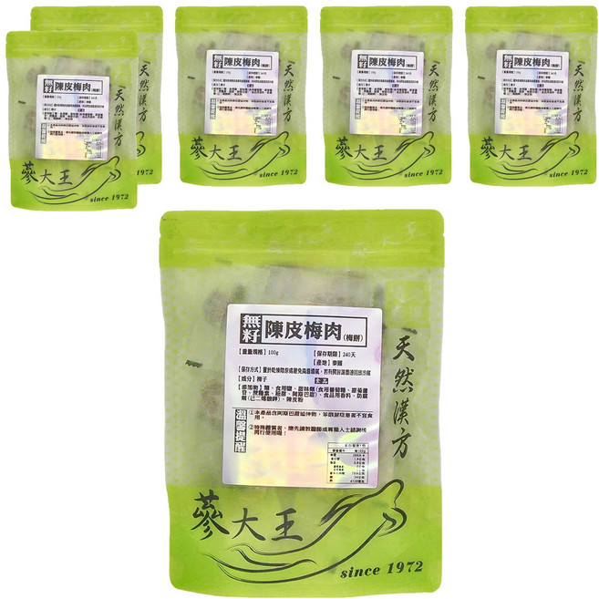 蔘大王 陳皮無籽梅肉 梅餅, 100g, 6包