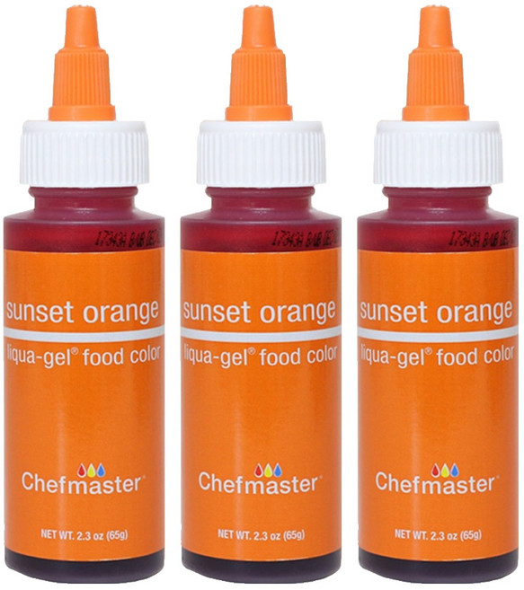 셰프마스터 리쿠아젤 식용색소 썬셋오렌지, 65g, 3개