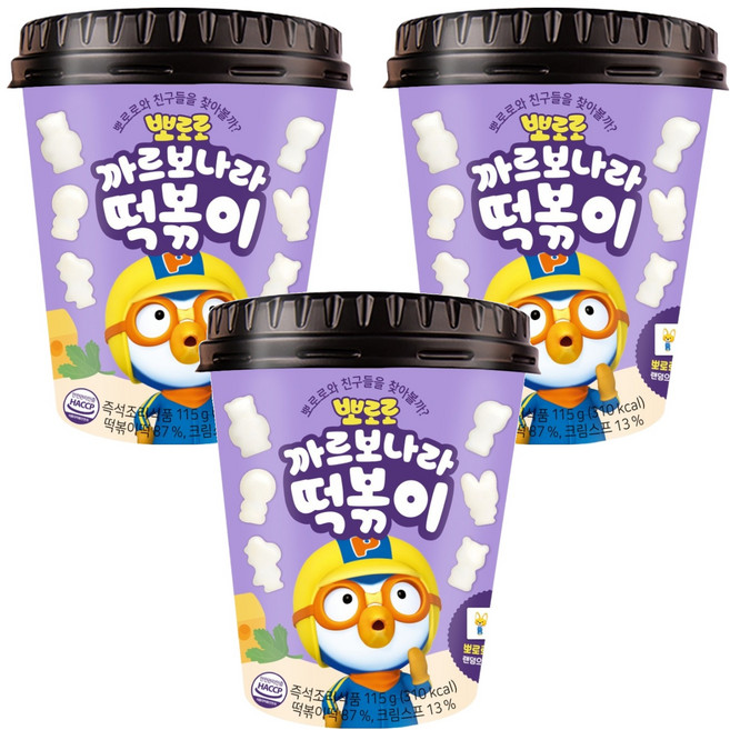 뽀로로 까르보나라 떡볶이, 115g, 3개