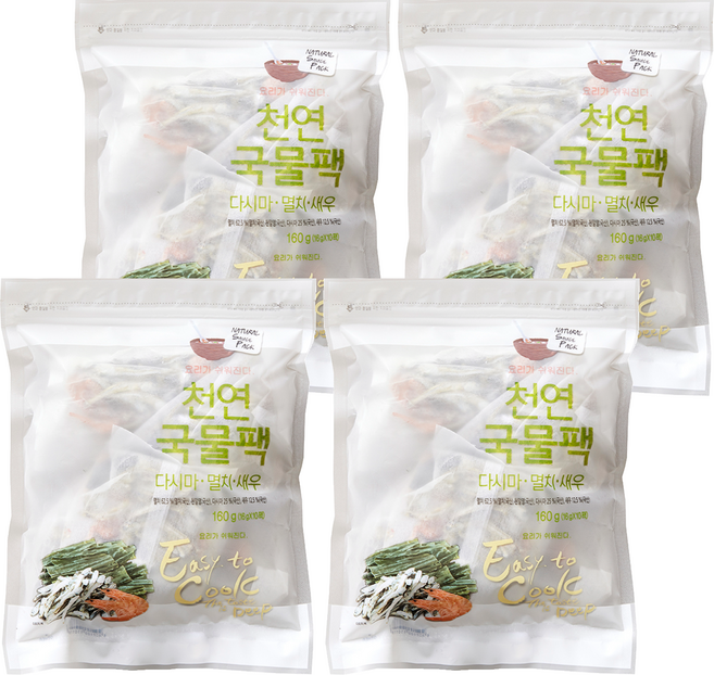 천연국물팩 10p, 160g, 4개