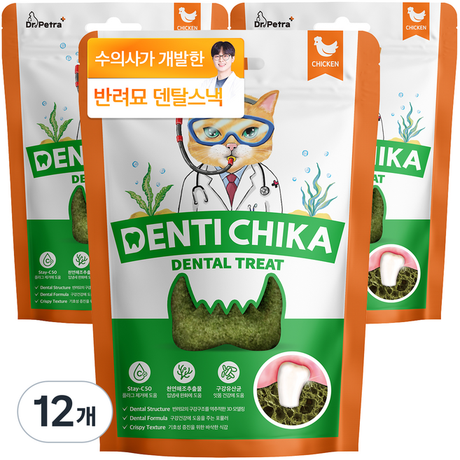 닥터페트라 덴탈 트릿 고양이 간식, 12개, 70g, 닭고기맛