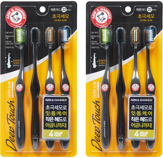 암앤해머 딥터치 초극세모 칫솔 세트, 4개입, 2개