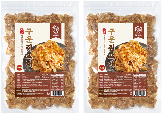 해야미 구운 쥐포채, 400g, 2개