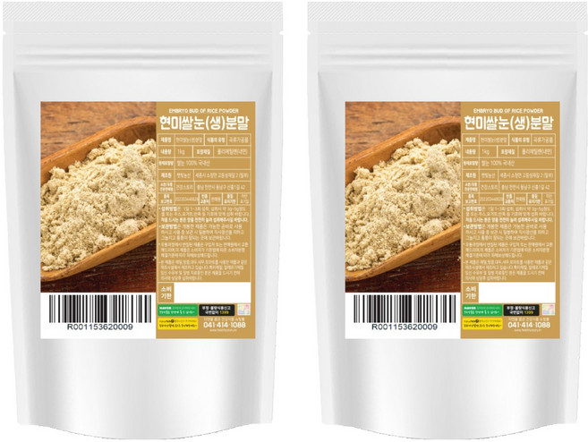 건강스토리 생 현미쌀눈 분말, 1kg, 2개