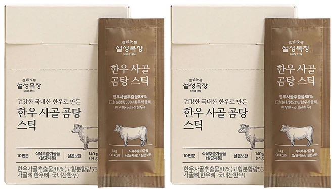 설성목장 한우 사골 곰탕 스틱 10p, 140g, 2개 - 쿠팡
