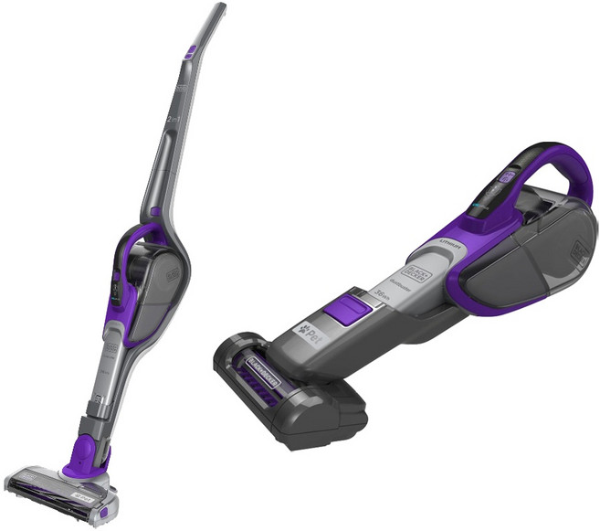 블랙앤데커 2 in 1 펫 무선 스틱형 청소기, 퍼플, SVJ520BFSP