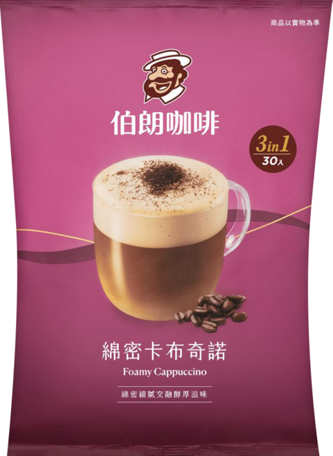 金車 MR.BROWN 伯朗咖啡 綿密卡布奇諾三合一, 17g, 30入, 1袋