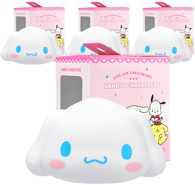 벨르아망 산리오 캐릭터즈 시나모롤 빅페이스 차량용 방향제 본품, 4개, 프레쉬 코튼