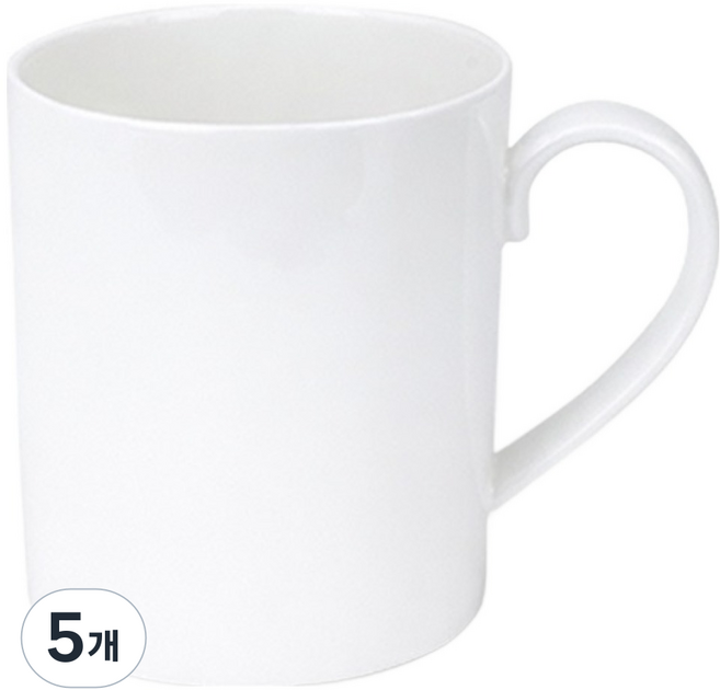 Love & Art Love 骨瓷 Kitchen-i-re 陶瓷直筒馬克杯 380ml, 5個, 白色