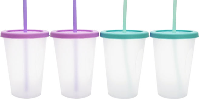 아가프라 심쿵빨대컵 2p 세트, 400ml, 2세트, 퍼플 + 민트