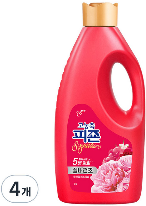 피죤 고농축 실내건조 시그니처 섬유유연제 플라워 페스티벌 본품, 2L, 4개