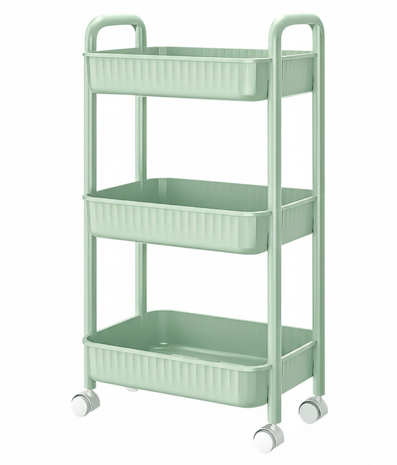 推車置物架 C500, 清新綠, 3層