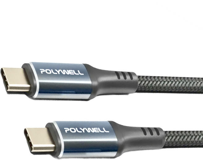 POLYWELL 寶利威爾 USB3.2 Gen2x2 20G 100W Type-C高速傳輸充電線 一般款 PW15-W45-A394, 1m, 星光黑, 1條